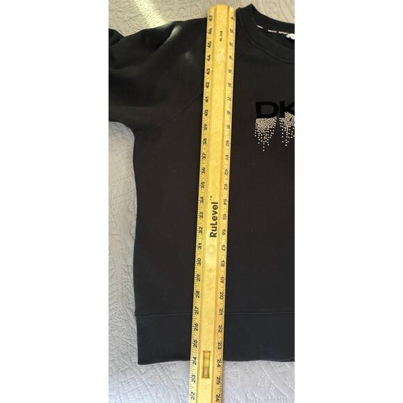 DKNY Sport Sz L Velvet Spellout Rhinestones Ice Waterfall LS Sweatshirt - Picture 8 of 8